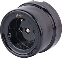 Розетка-ретро с заземлением керамика Werkel Retro 1-м.. черный картинка